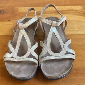 Naot Dorith Sandals in Gold with Strappy Design and Cushioned Footbed